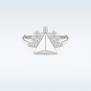 Pyramid Shaped Wedding Band with 0.16 CT Round Cut Moissanite