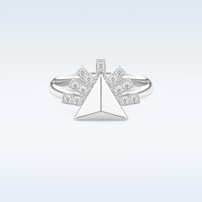 Pyramid Shaped Wedding Band with 0.16 CT Round Cut Moissanite