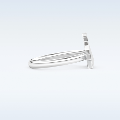 Pyramid Shaped Wedding Band with 0.16 CT Round Cut Moissanite