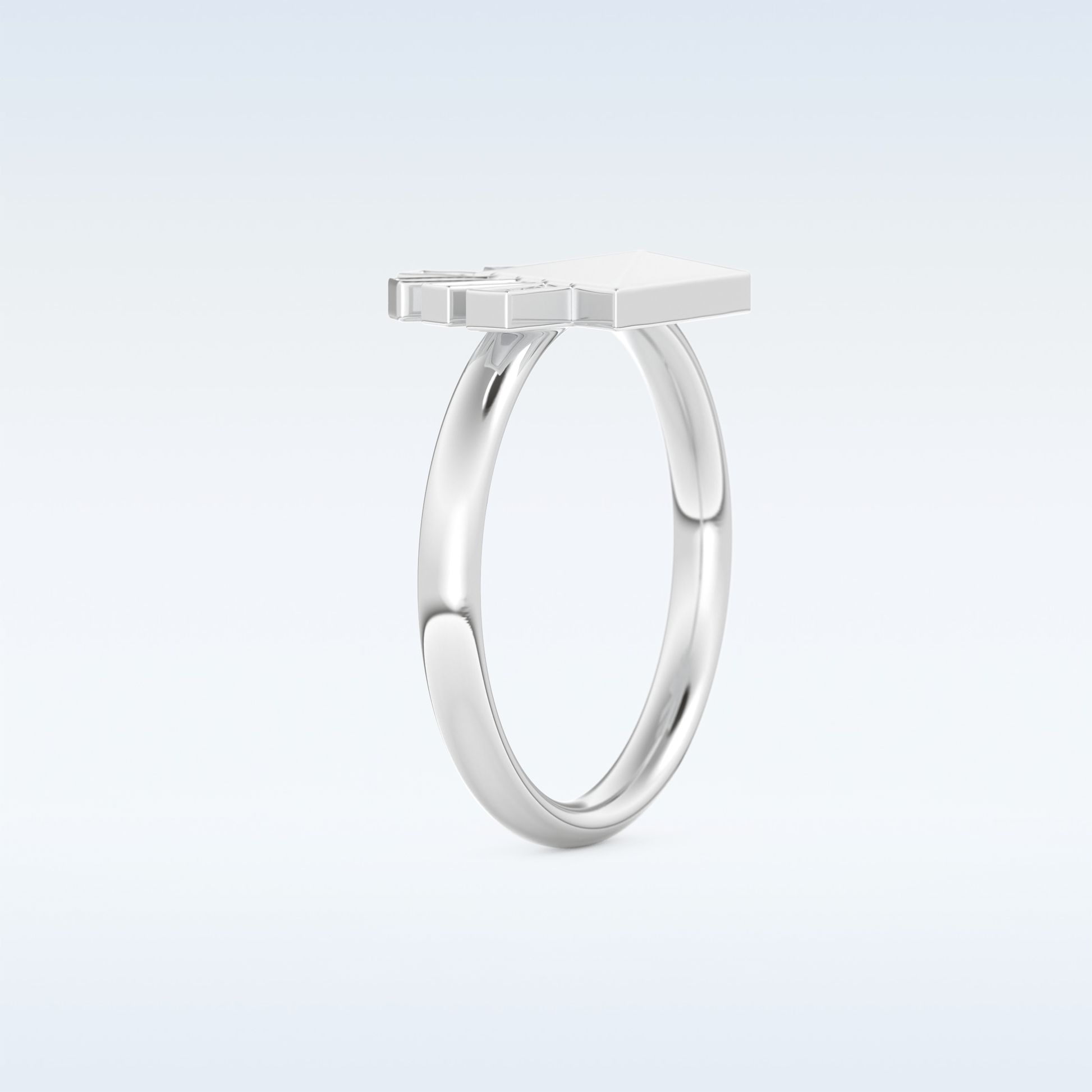 Pyramid Shaped Wedding Band with 0.16 CT Round Cut Moissanite