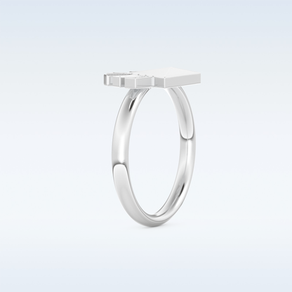 Pyramid Shaped Wedding Band with 0.16 CT Round Cut Moissanite