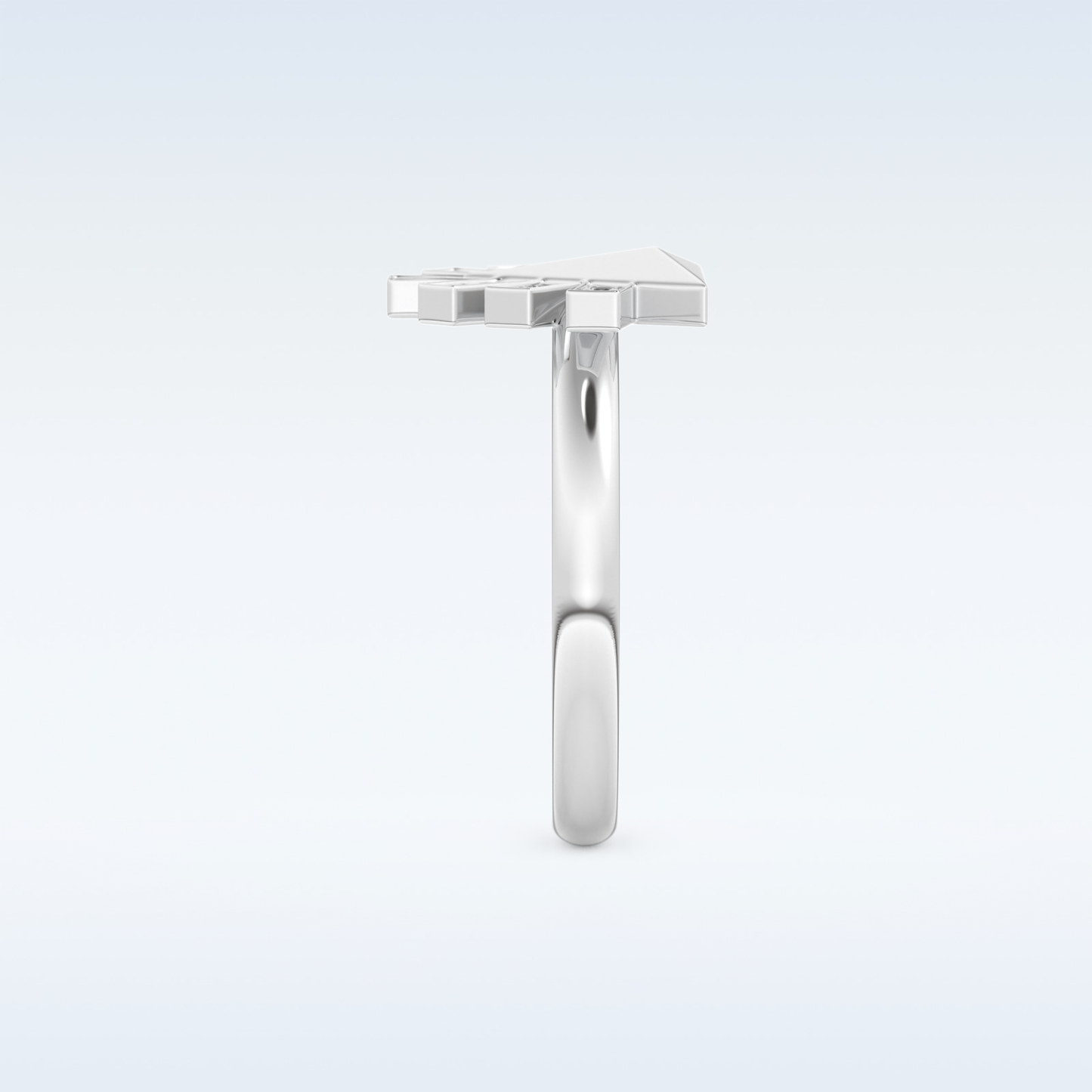 Pyramid Shaped Wedding Band with 0.16 CT Round Cut Moissanite