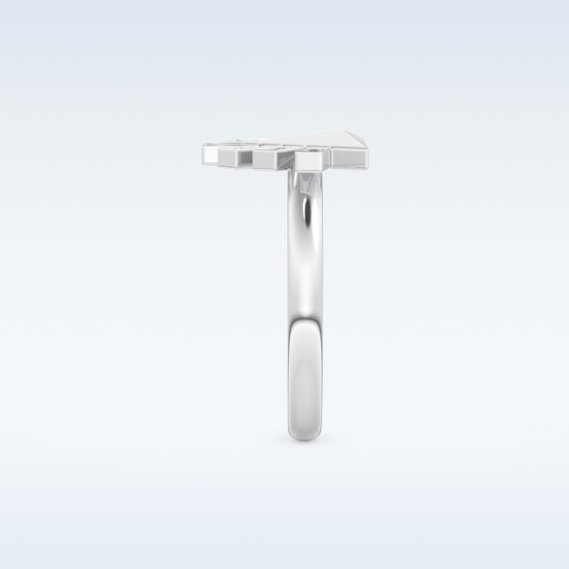 Pyramid Shaped Wedding Band with 0.16 CT Round Cut Moissanite