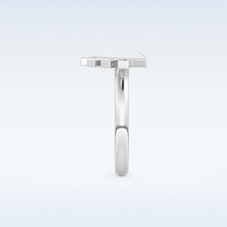 Pyramid Shaped Wedding Band with 0.16 CT Round Cut Moissanite