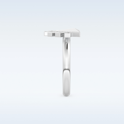 Pyramid Shaped Wedding Band with 0.16 CT Round Cut Moissanite