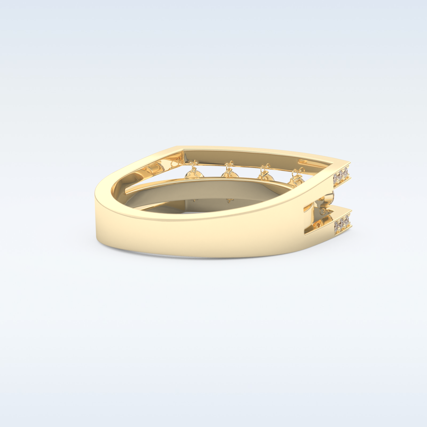 Three Layered Wedding Band with 0.41 CT Round Cut Moissanite