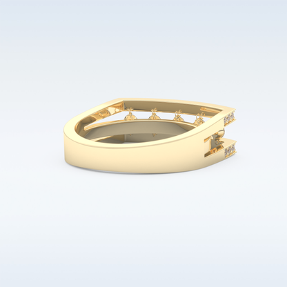 Three Layered Wedding Band with 0.41 CT Round Cut Moissanite