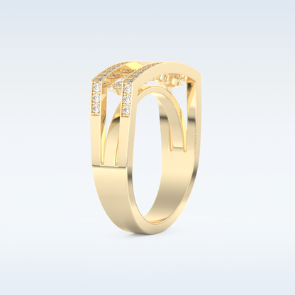 Three Layered Wedding Band with 0.41 CT Round Cut Moissanite