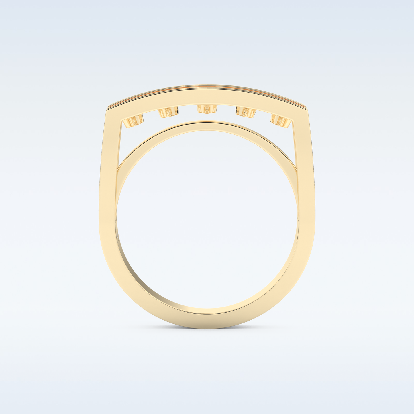 Three Layered Wedding Band with 0.41 CT Round Cut Moissanite