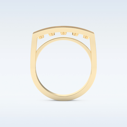 Three Layered Wedding Band with 0.41 CT Round Cut Moissanite