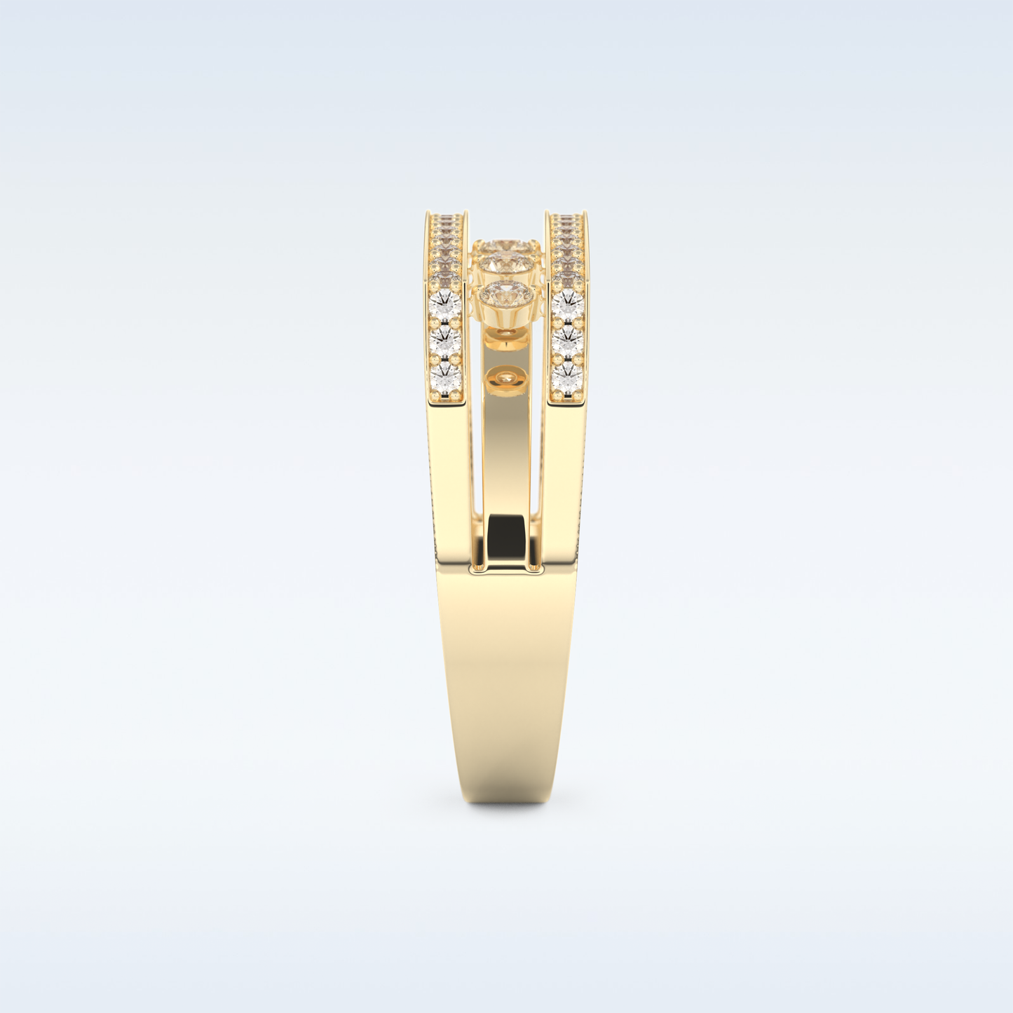 Three Layered Wedding Band with 0.41 CT Round Cut Moissanite