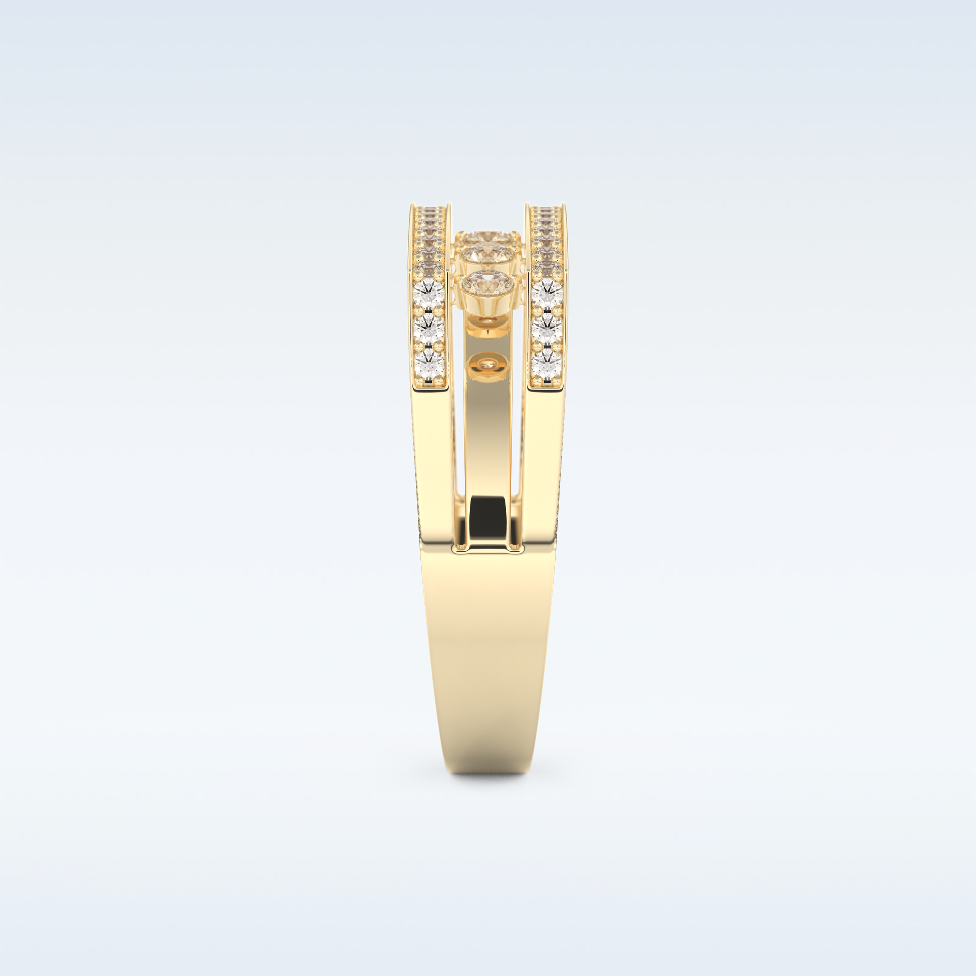 Three Layered Wedding Band with 0.41 CT Round Cut Moissanite