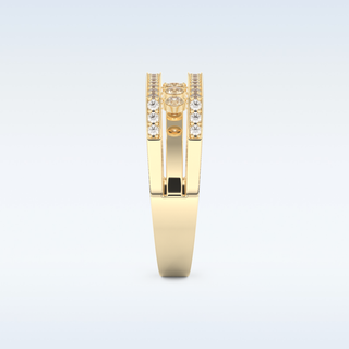 Three Layered Wedding Band with 0.41 CT Round Cut Moissanite