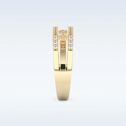 Three Layered Wedding Band with 0.41 CT Round Cut Moissanite