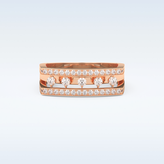 Three Layered Wedding Band with 0.41 CT Round Cut Moissanite