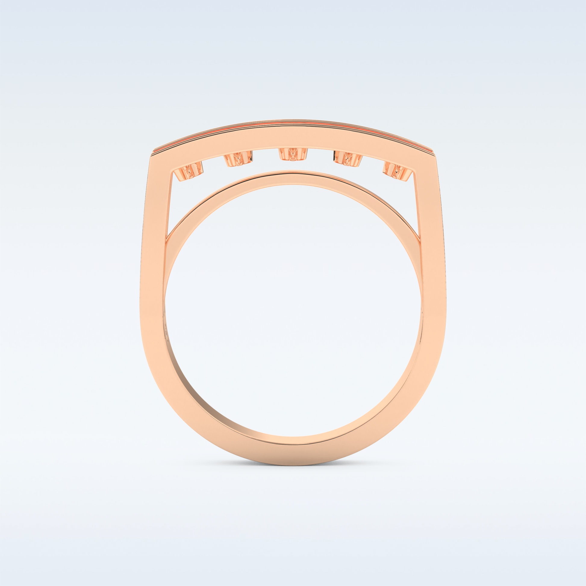 Three Layered Wedding Band with 0.41 CT Round Cut Moissanite