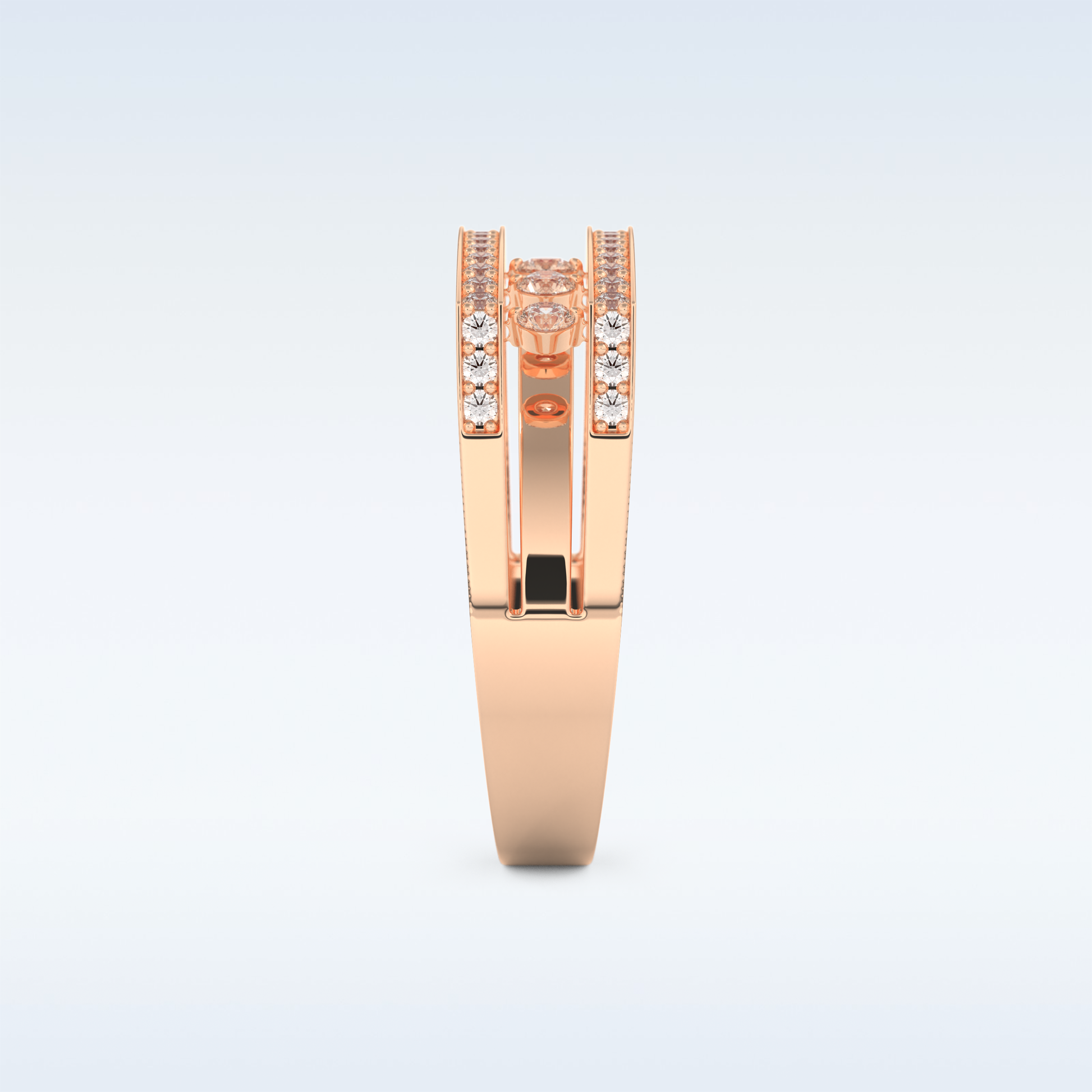 Three Layered Wedding Band with 0.41 CT Round Cut Moissanite