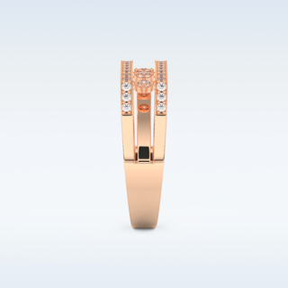 Three Layered Wedding Band with 0.41 CT Round Cut Moissanite