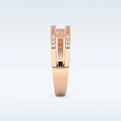 Three Layered Wedding Band with 0.41 CT Round Cut Moissanite