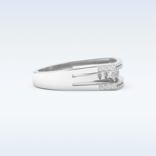 Three Layered Wedding Band with 0.41 CT Round Cut Moissanite