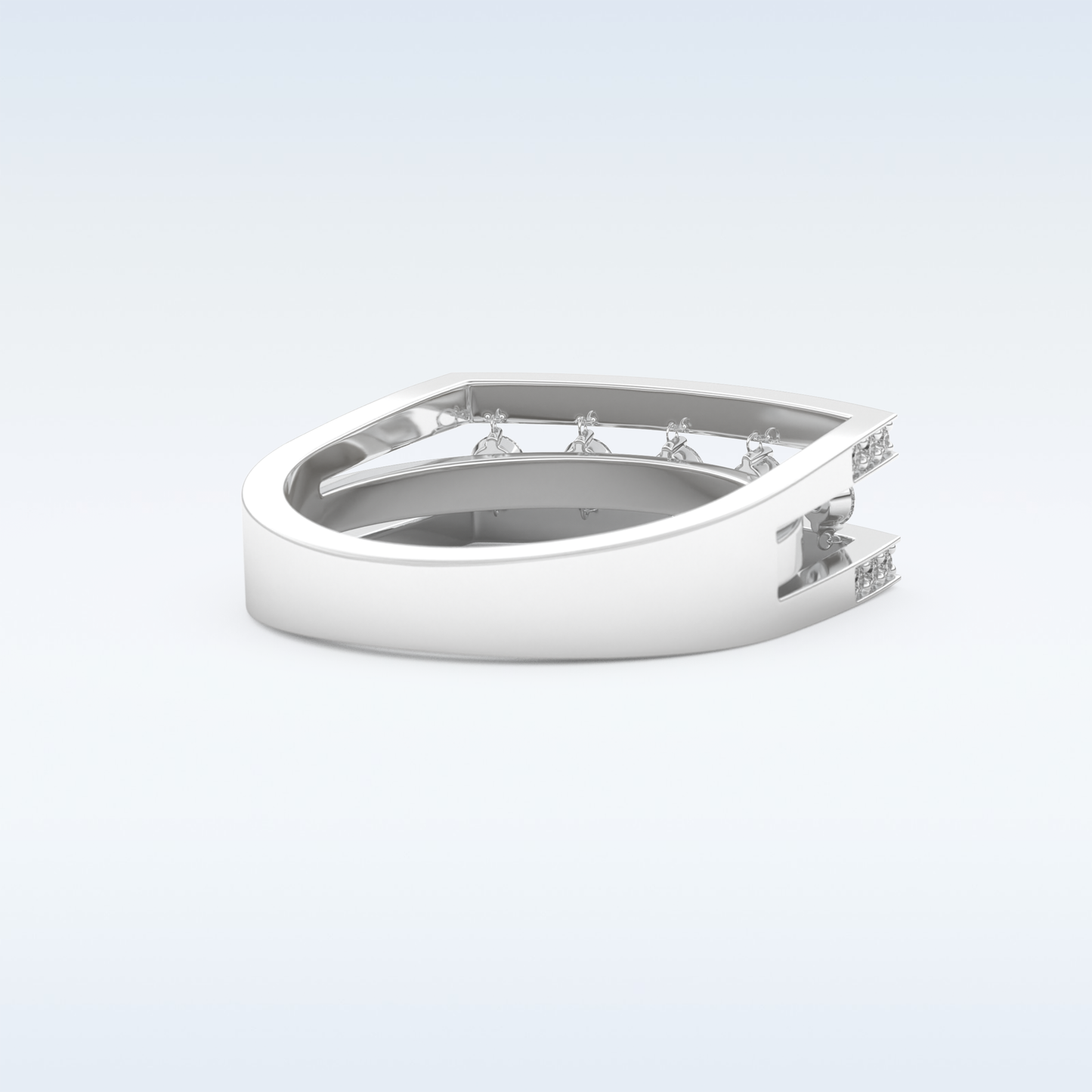 Three Layered Wedding Band with 0.41 CT Round Cut Moissanite