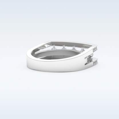 Three Layered Wedding Band with 0.41 CT Round Cut Moissanite