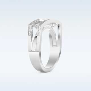 Three Layered Wedding Band with 0.41 CT Round Cut Moissanite