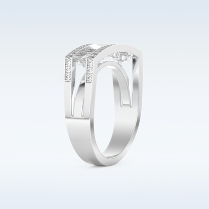 Three Layered Wedding Band with 0.41 CT Round Cut Moissanite