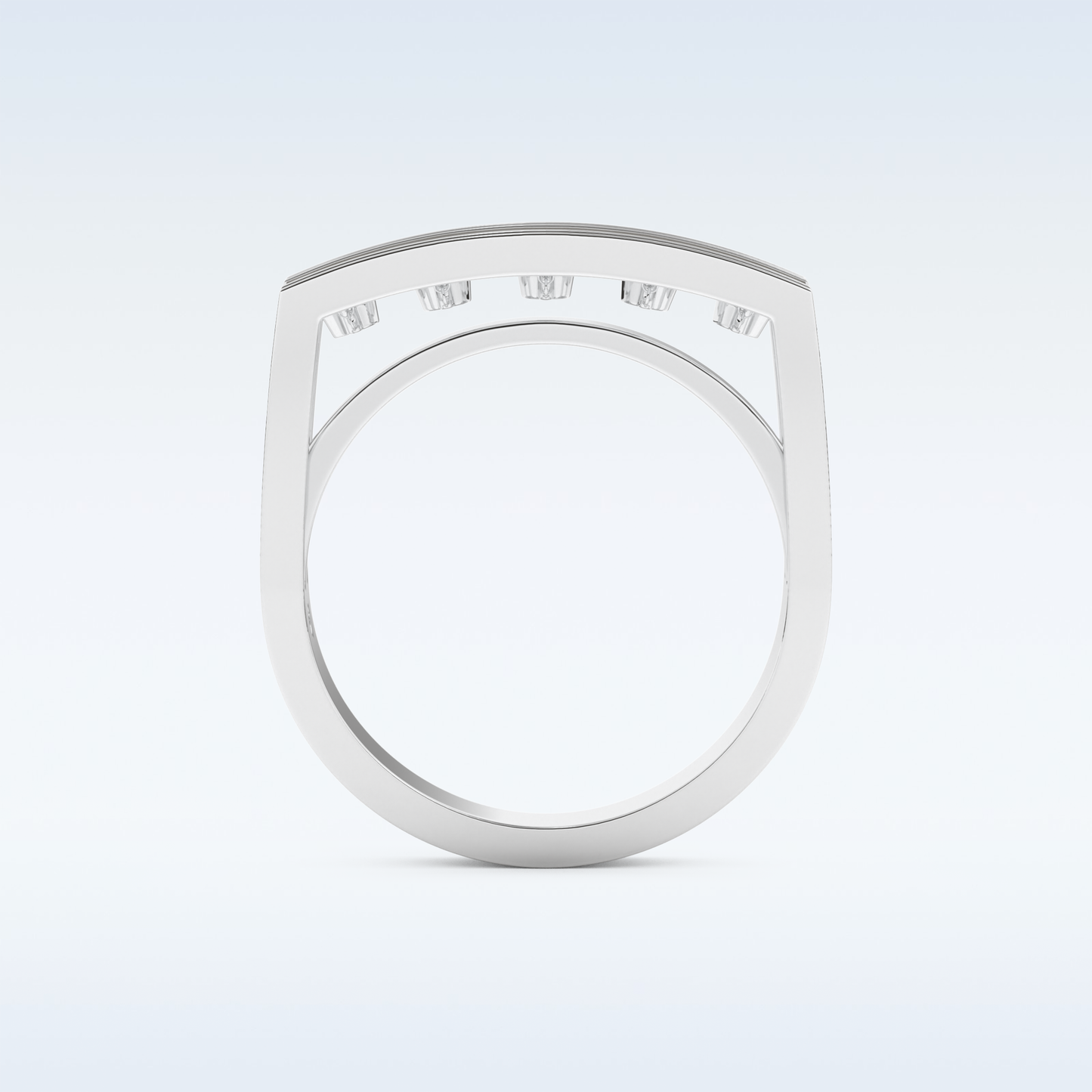 Three Layered Wedding Band with 0.41 CT Round Cut Moissanite