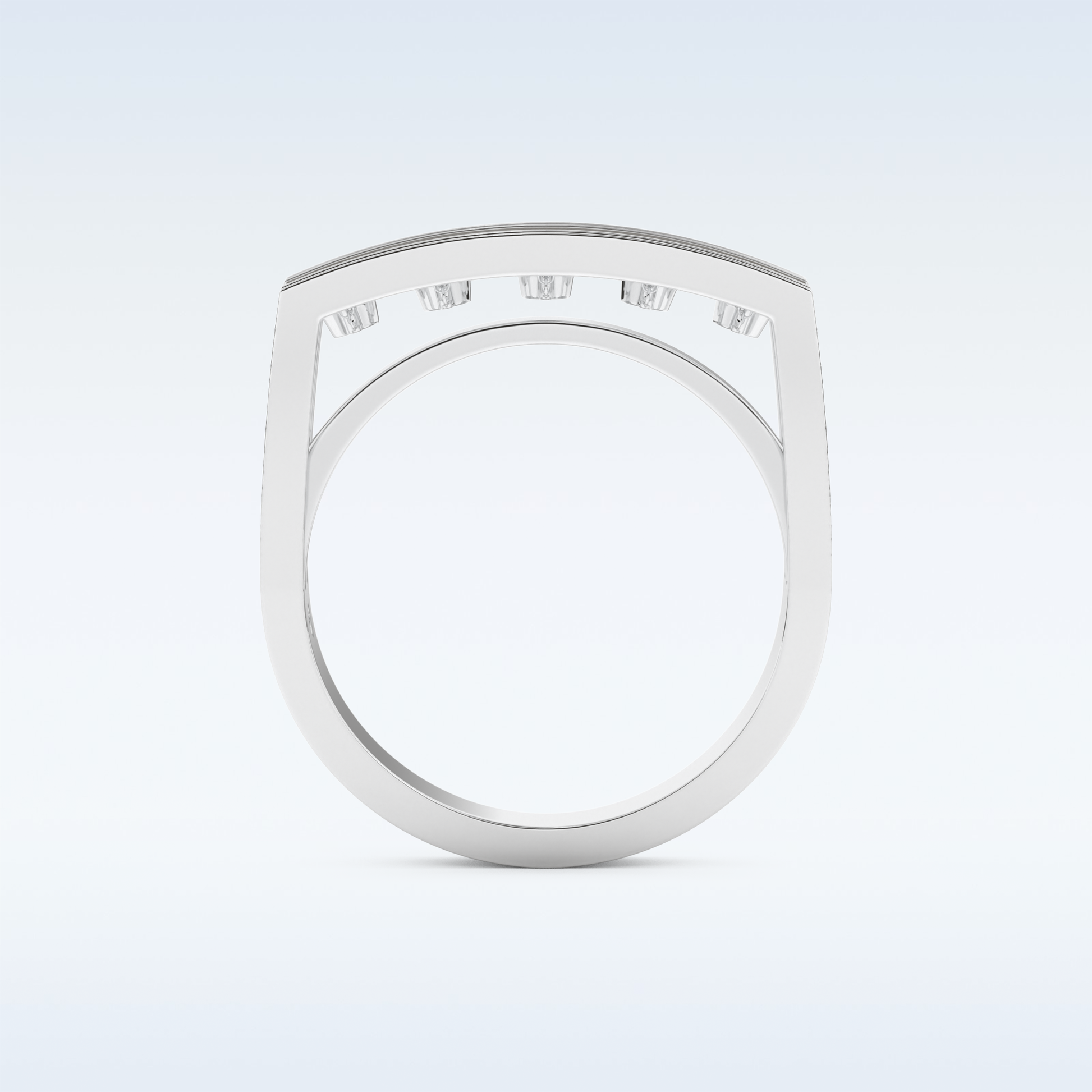 Three Layered Wedding Band with 0.41 CT Round Cut Moissanite