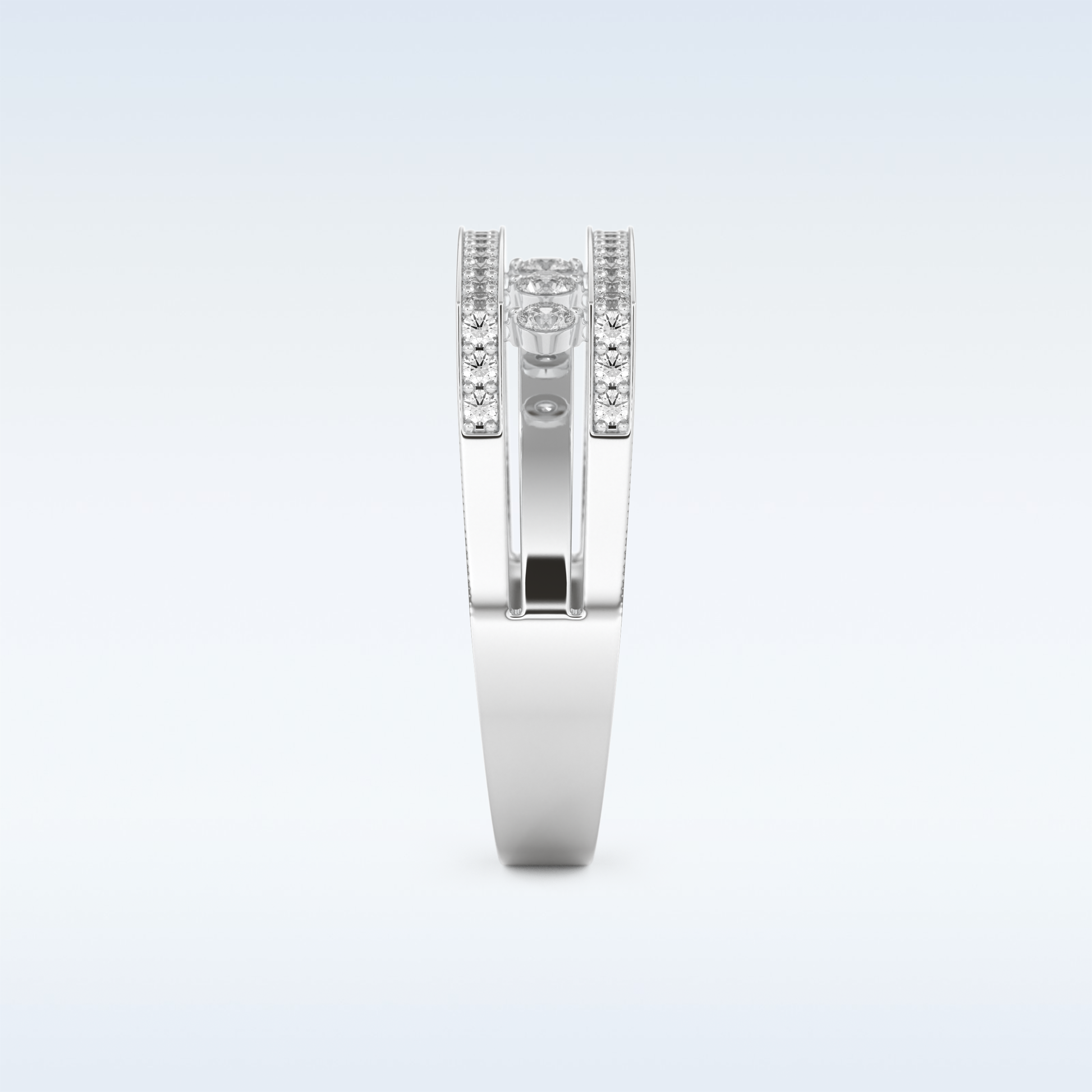 Three Layered Wedding Band with 0.41 CT Round Cut Moissanite