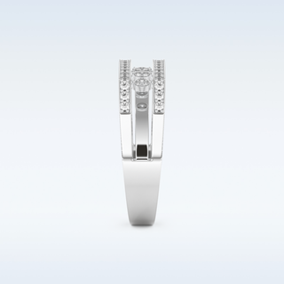 Three Layered Wedding Band with 0.41 CT Round Cut Moissanite