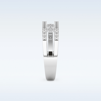 Three Layered Wedding Band with 0.41 CT Round Cut Moissanite