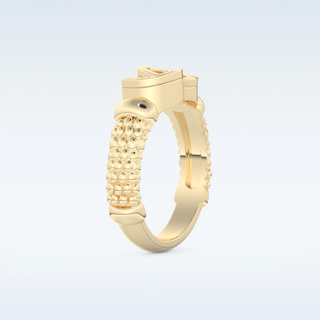 Connected Wedding Band with 0.06 CT Round Cut Moissanite