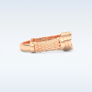 Connected Wedding Band with 0.06 CT Round Cut Moissanite