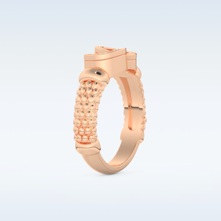 Connected Wedding Band with 0.06 CT Round Cut Moissanite