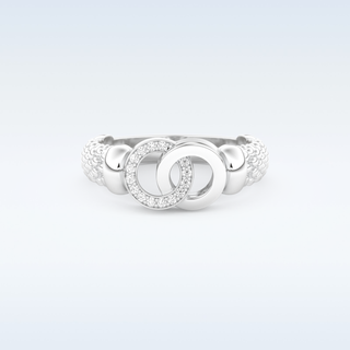 Connected Wedding Band with 0.06 CT Round Cut Moissanite