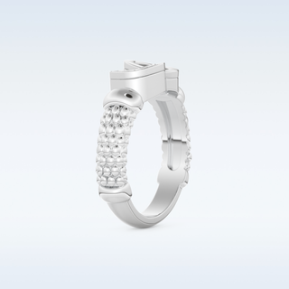 Connected Wedding Band with 0.06 CT Round Cut Moissanite