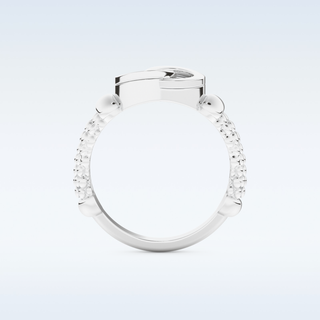 Connected Wedding Band with 0.06 CT Round Cut Moissanite