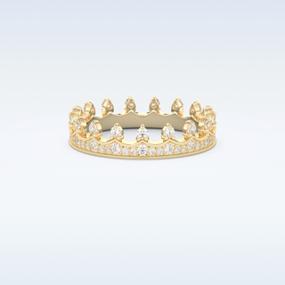 Crown Shaped Wedding Band with 0.48 CT Round Cut Moissanite