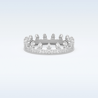 Crown Shaped Wedding Band with 0.48 CT Round Cut Moissanite