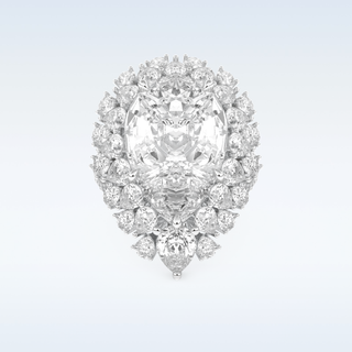 7.97 CT Double Halo Engagement Ring Featuring Pear Moissanite