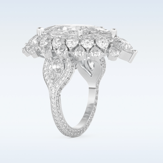 7.97 CT Double Halo Engagement Ring Featuring Pear Moissanite