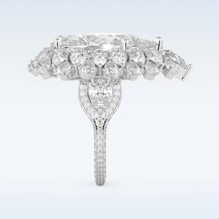 7.97 CT Double Halo Engagement Ring Featuring Pear Moissanite