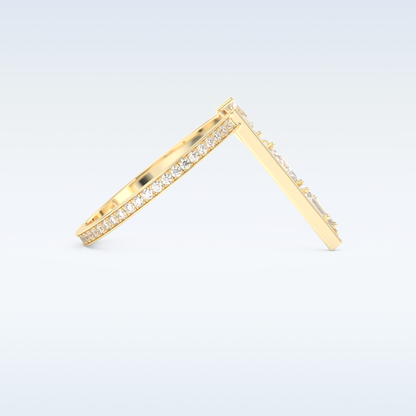 Three Stone Wedding Band with 0.56 CT Pear, Round, Emerald & Marquise Cut Moissanite