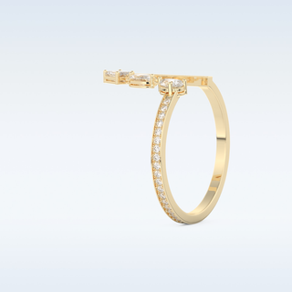 Three Stone Wedding Band with 0.56 CT Pear, Round, Emerald & Marquise Cut Moissanite