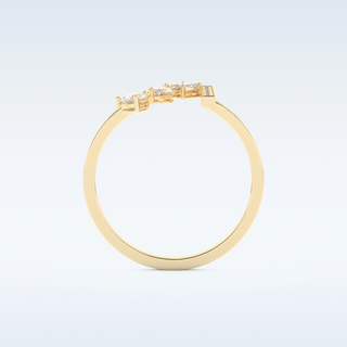 Three Stone Wedding Band with 0.56 CT Pear, Round, Emerald & Marquise Cut Moissanite