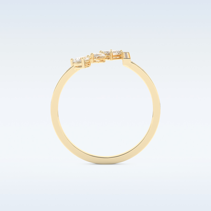 Three Stone Wedding Band with 0.56 CT Pear, Round, Emerald & Marquise Cut Moissanite