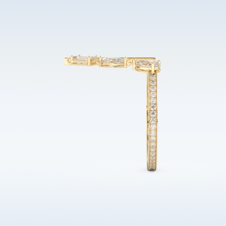 Three Stone Wedding Band with 0.56 CT Pear, Round, Emerald & Marquise Cut Moissanite