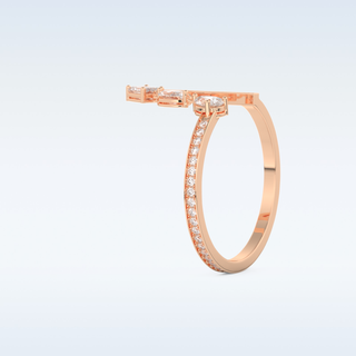 Three Stone Wedding Band with 0.56 CT Pear, Round, Emerald & Marquise Cut Moissanite